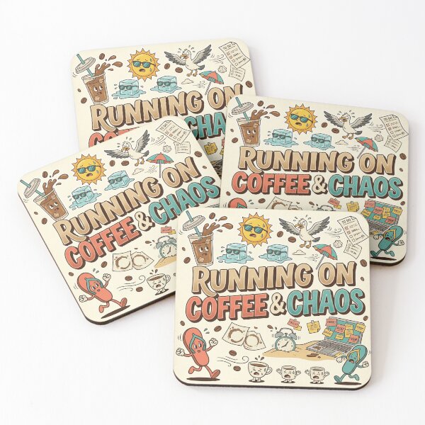 Item preview, Running on Coffee and Chaos – Funny Summer Iced Coffee Design designed and sold by OpenDreamArts.