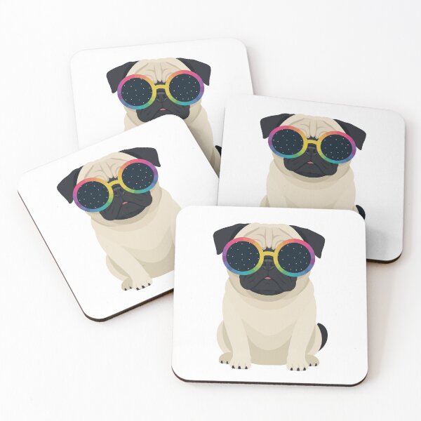 Item preview, Pug with Rainbow Glasses designed and sold by OlhaDreamArt.