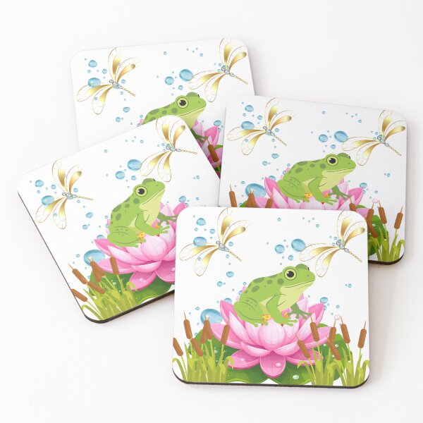 Item preview, Whimsical Frog and Lotus Illustration designed and sold by DidiDesignShop.