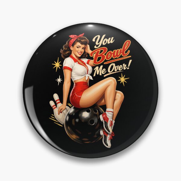 Item preview, Retro Bowling Pin-Up Lady – You Bowl Me Over designed and sold by Pineapple-Tree.
