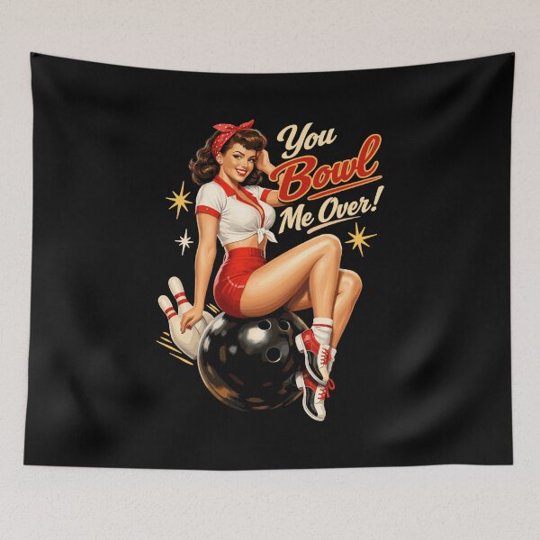 Item preview, Retro Bowling Pin-Up Lady – You Bowl Me Over designed and sold by Pineapple-Tree.