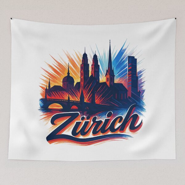 Item preview, Zurich Skyline – Modern Epic Silhouette designed and sold by Pineapple-Tree.
