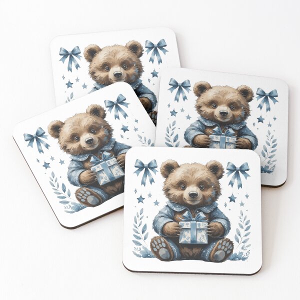 Item preview, Cute Watercolor Baby Bear Blue Starry Gift Box Vintage Art designed and sold by AQUILAKREO.
