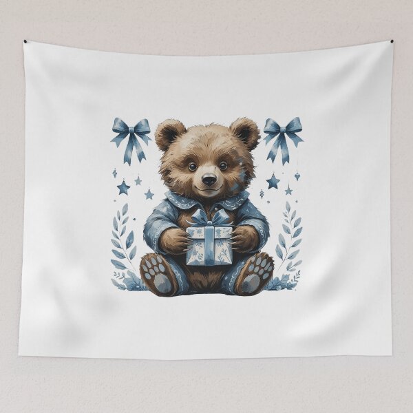 Item preview, Cute Watercolor Baby Bear Blue Starry Gift Box Vintage Art designed and sold by AQUILAKREO.