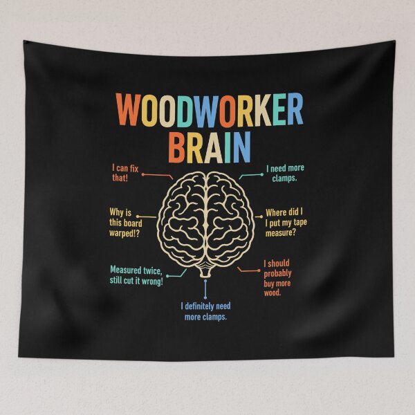 Item preview, Woodworker Brain Mind Woodworking Quotes designed and sold by wansilastomi.