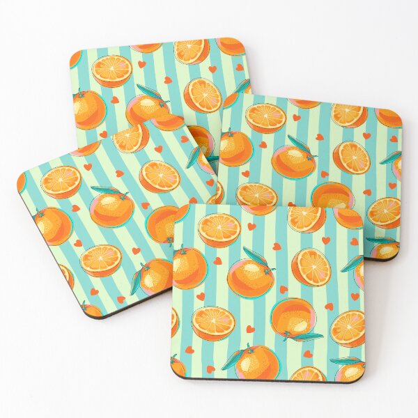 Item preview, Cute Orange Pattern on Striped Background Retro Citrus Fruit Design designed and sold by Skryp-art.