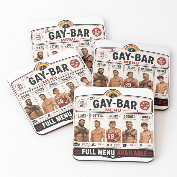 Item preview, Gay Bar Menu – Fun LGBTQ Pride Retro Design designed and sold by FrenchieFever.