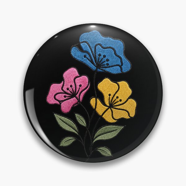 Item preview, Colorful Line Art Floral Embroidery designed and sold by ColorSplash123.