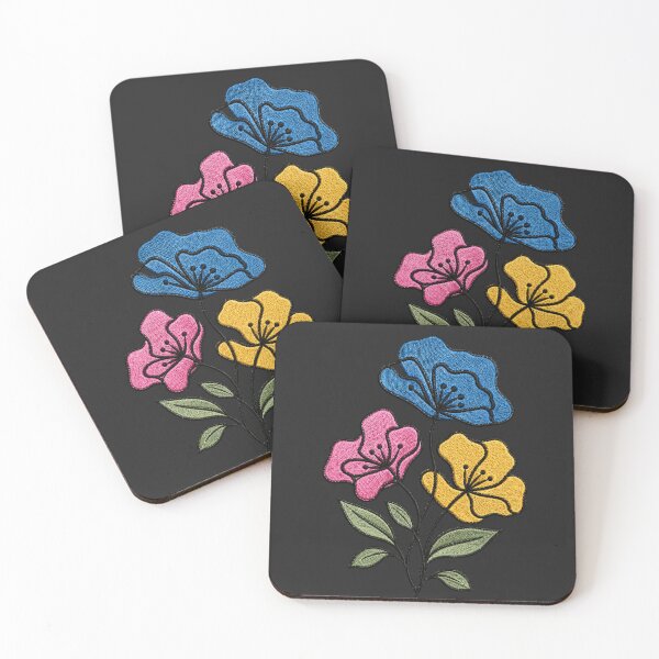 Item preview, Colorful Line Art Floral Embroidery designed and sold by ColorSplash123.