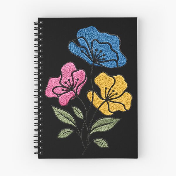 Item preview, Colorful Line Art Floral Embroidery designed and sold by ColorSplash123.