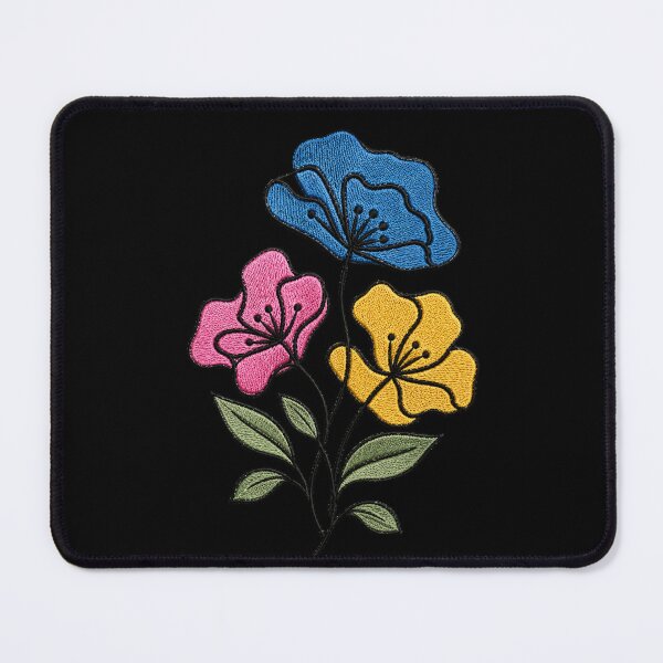 Item preview, Colorful Line Art Floral Embroidery designed and sold by ColorSplash123.