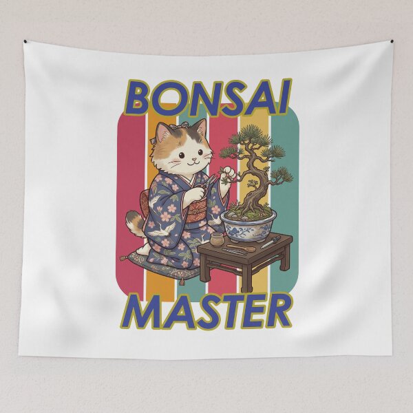 Item preview, A cat enjoying bonsai designed and sold by LOVEARTDESIGN.