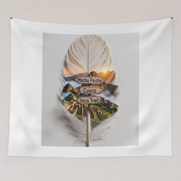 Item preview, Machu Picchu Feather Travel Art | Cusco Inca Trail Peru Wanderlust Design designed and sold by GalleryPeak.