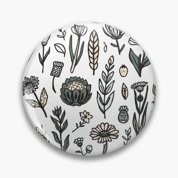 Item preview, Black Ink Linocut Wildflower Botanical Pattern designed and sold by NuvoraNest.