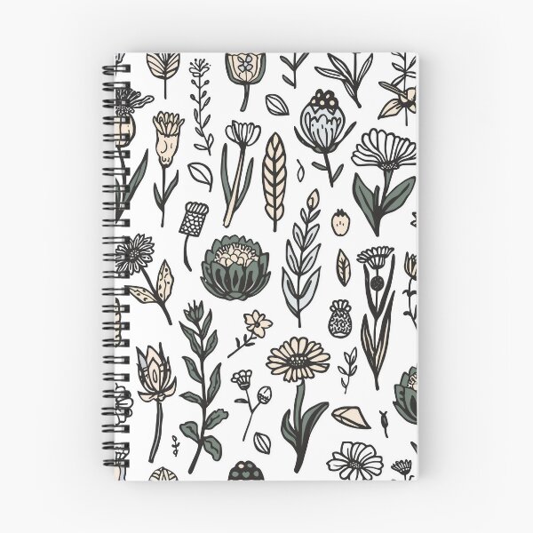 Item preview, Black Ink Linocut Wildflower Botanical Pattern designed and sold by NuvoraNest.