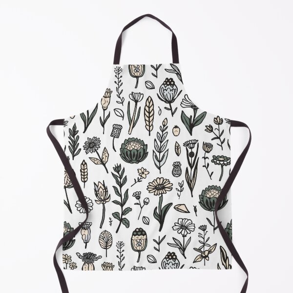 Item preview, Black Ink Linocut Wildflower Botanical Pattern designed and sold by NuvoraNest.