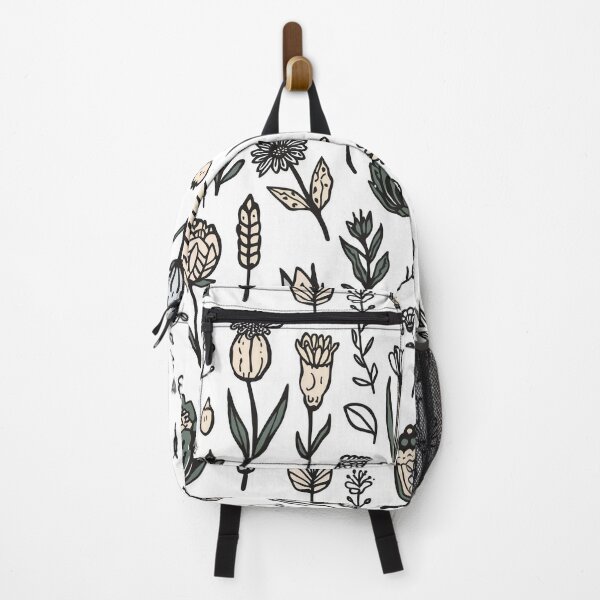 Item preview, Black Ink Linocut Wildflower Botanical Pattern designed and sold by NuvoraNest.