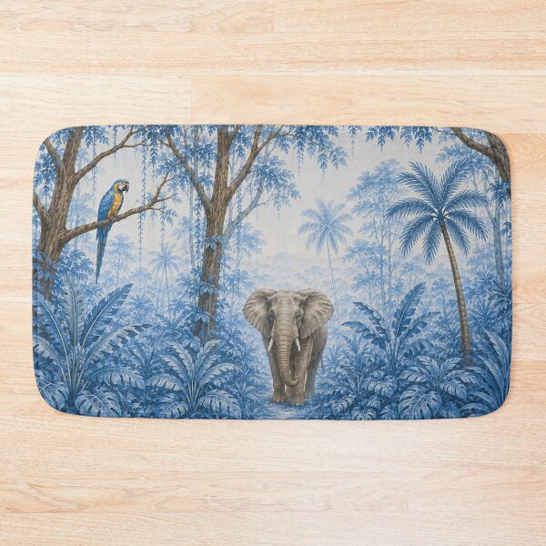 Item preview, Blue Majestic Jungle Wildlife Wall Art Print | Tropical Forest Animal Mural Decor | Nature Nursery Artwork designed and sold by Hookesmode.