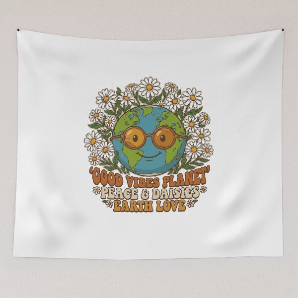 Item preview, Good Vibes Planet Retro Earth Day Daisies by Vintry off. designed and sold by VintryOff.