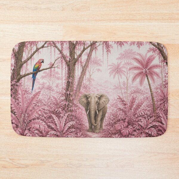 Item preview, Pink Majestic Jungle Wildlife Wall Art Print | Tropical Forest Animal Mural Decor | Nature Nursery Artwork designed and sold by Hookesmode.