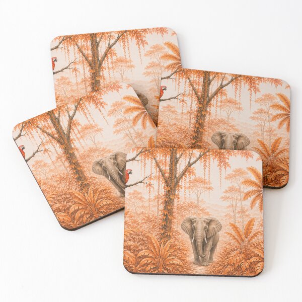 Item preview, Orange Majestic Jungle Wildlife Wall Art Print | Tropical Forest Animal Mural Decor | Nature Nursery Artwork designed and sold by Hookesmode.