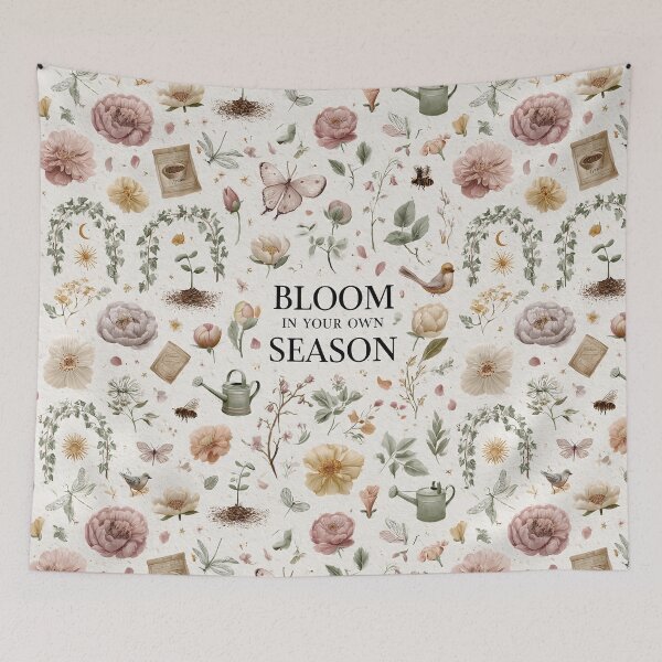 Item preview, Bloom In Your Own Season Botanical – Vintage Cottagecore Flower Pattern designed and sold by OpenDreamArts.
