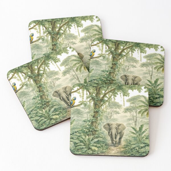 Item preview, Green Majestic Jungle Wildlife Wall Art Print | Tropical Forest Animal Mural Decor | Nature Nursery Artwork designed and sold by Hookesmode.