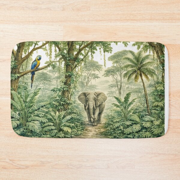 Item preview, Green Majestic Jungle Wildlife Wall Art Print | Tropical Forest Animal Mural Decor | Nature Nursery Artwork designed and sold by Hookesmode.