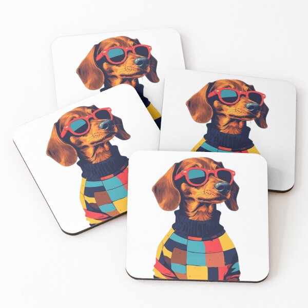 Item preview, Summer Cool Dachshund Shirt – Trendy Wiener Dog in Red Sunglasses, Colorful Patchwork Sweater, Modern Coastal Aesthetic Summer 2026 Tee designed and sold by Ditstyle.