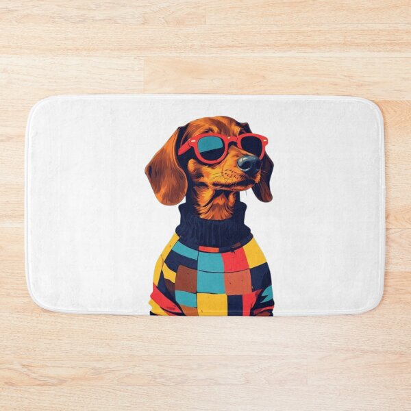 Item preview, Summer Cool Dachshund Shirt – Trendy Wiener Dog in Red Sunglasses, Colorful Patchwork Sweater, Modern Coastal Aesthetic Summer 2026 Tee designed and sold by Ditstyle.