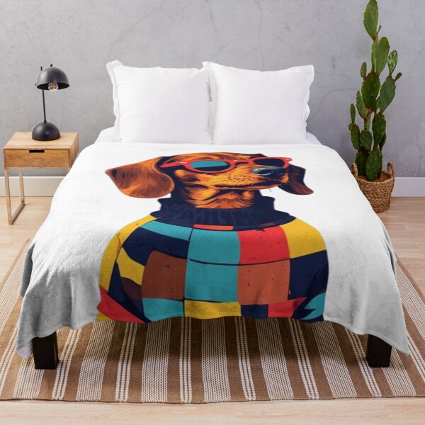Item preview, Summer Cool Dachshund Shirt – Trendy Wiener Dog in Red Sunglasses, Colorful Patchwork Sweater, Modern Coastal Aesthetic Summer 2026 Tee designed and sold by Ditstyle.