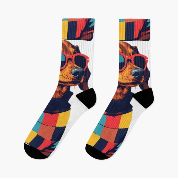 Item preview, Summer Cool Dachshund Shirt – Trendy Wiener Dog in Red Sunglasses, Colorful Patchwork Sweater, Modern Coastal Aesthetic Summer 2026 Tee designed and sold by Ditstyle.