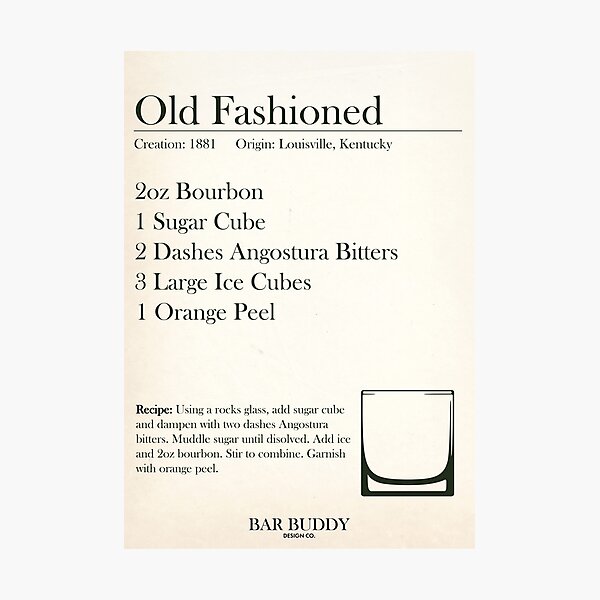 Item preview, Old Fashioned Recipe designed and sold by barbuddydesign.
