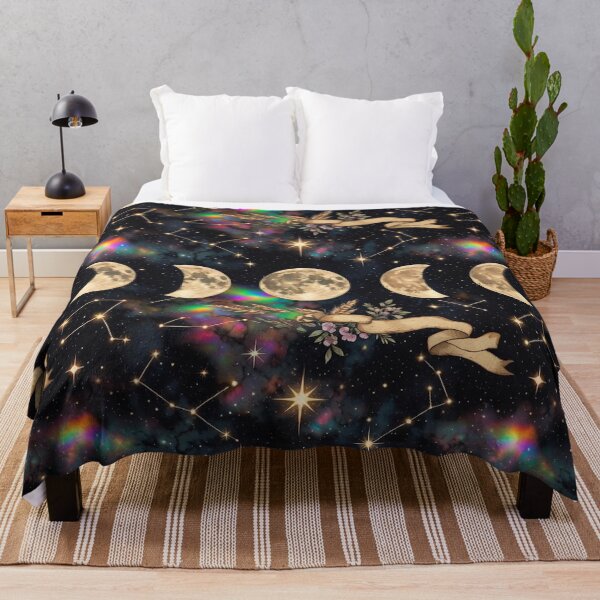 Item preview, Celestial Moon Phases Psychedelic Fabric Pattern designed and sold by IntelliMindDesigns.