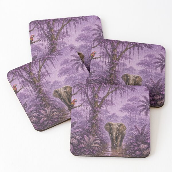 Item preview, Purple Majestic Jungle Wildlife Wall Art Print | Tropical Forest Animal Mural Decor | Nature Nursery Artwork designed and sold by Hookesmode.