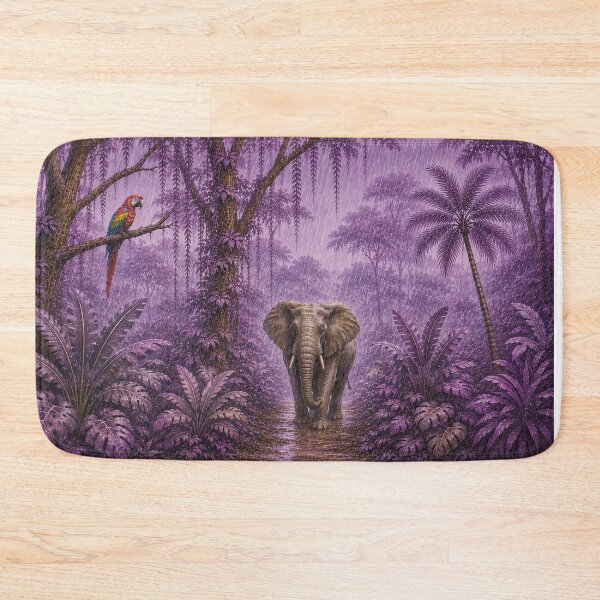Item preview, Purple Majestic Jungle Wildlife Wall Art Print | Tropical Forest Animal Mural Decor | Nature Nursery Artwork designed and sold by Hookesmode.