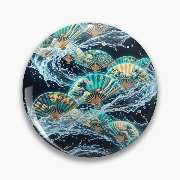 Item preview, Dynamic Ukiyo-e Sensu Fans and Crystal Water Splashes - Modern Japanese Art designed and sold by Hikariha Studio.