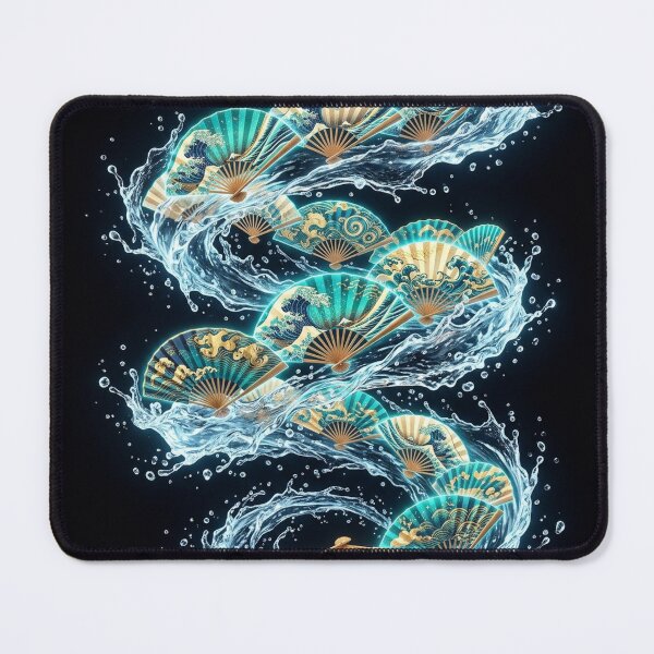 Item preview, Dynamic Ukiyo-e Sensu Fans and Crystal Water Splashes - Modern Japanese Art designed and sold by Hikariha Studio.