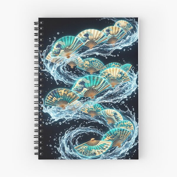 Item preview, Dynamic Ukiyo-e Sensu Fans and Crystal Water Splashes - Modern Japanese Art designed and sold by Hikariha Studio.
