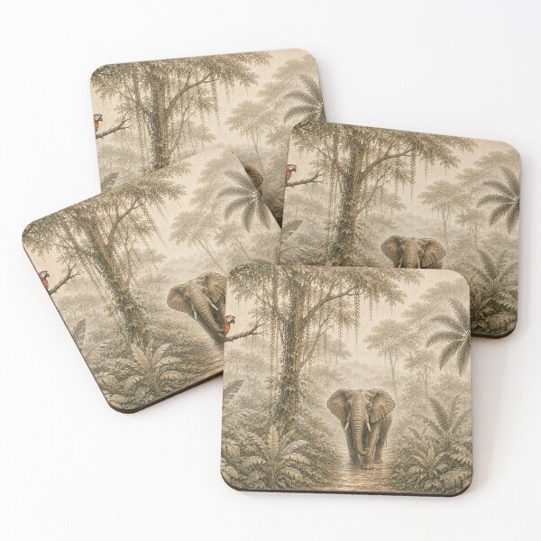 Item preview, Beige Majestic Jungle Wildlife Wall Art Print | Tropical Forest Animal Mural Decor | Nature Nursery Artwork designed and sold by Hookesmode.