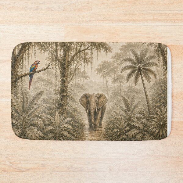 Item preview, Beige Majestic Jungle Wildlife Wall Art Print | Tropical Forest Animal Mural Decor | Nature Nursery Artwork designed and sold by Hookesmode.