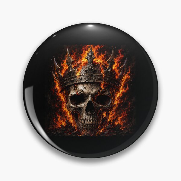 Item preview, Flaming Skull King with Gothic Crown - Badass Hellfire Graphic designed and sold by UrbanCanvas 111.