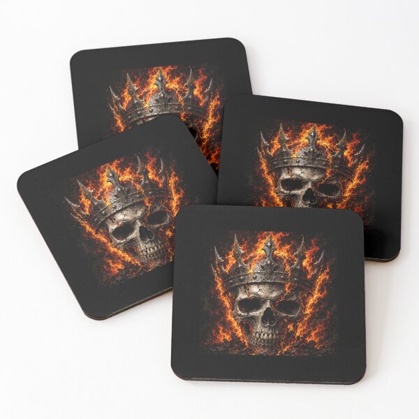 Item preview, Flaming Skull King with Gothic Crown - Badass Hellfire Graphic designed and sold by GrimNest.