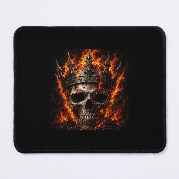 Item preview, Flaming Skull King with Gothic Crown - Badass Hellfire Graphic designed and sold by UrbanCanvas 111.