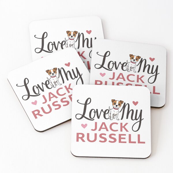 Item preview, Love My Jack Russell with cute puppy and hearts designed and sold by Prints by Mat.