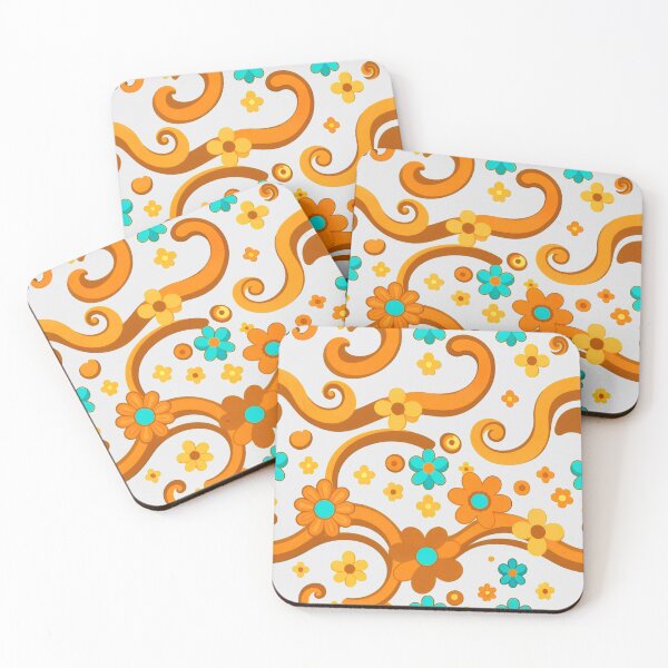 Item preview, Groovy Retro Psychedelic Floral Pattern Wavy Shapes and Circles designed and sold by Good Vibes .
