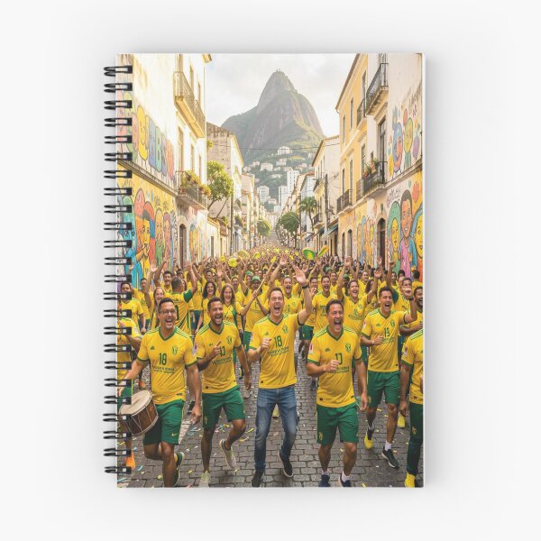 Item preview, Brazilian World Cup celebration in a colorful street scene full of fans and vibrant energy designed and sold by FotoworldEdel.