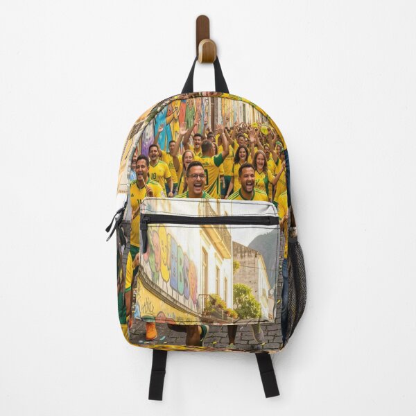 Item preview, Brazilian World Cup celebration in a colorful street scene full of fans and vibrant energy designed and sold by FotoworldEdel.