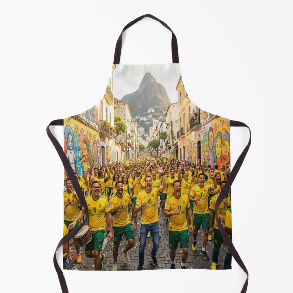Item preview, Brazilian World Cup celebration in a colorful street scene full of fans and vibrant energy designed and sold by FotoworldEdel.