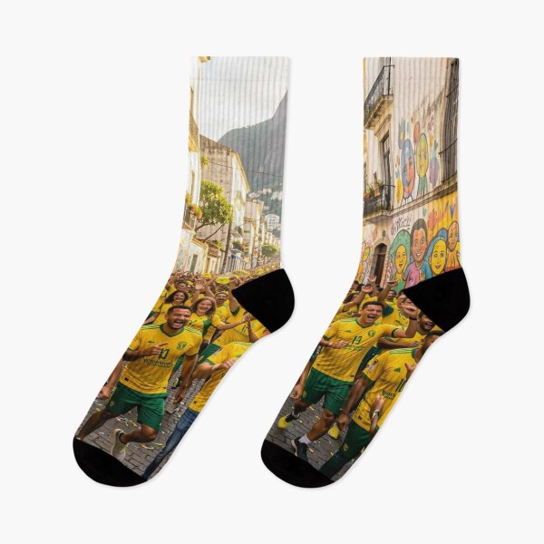 Item preview, Brazilian World Cup celebration in a colorful street scene full of fans and vibrant energy designed and sold by FotoworldEdel.